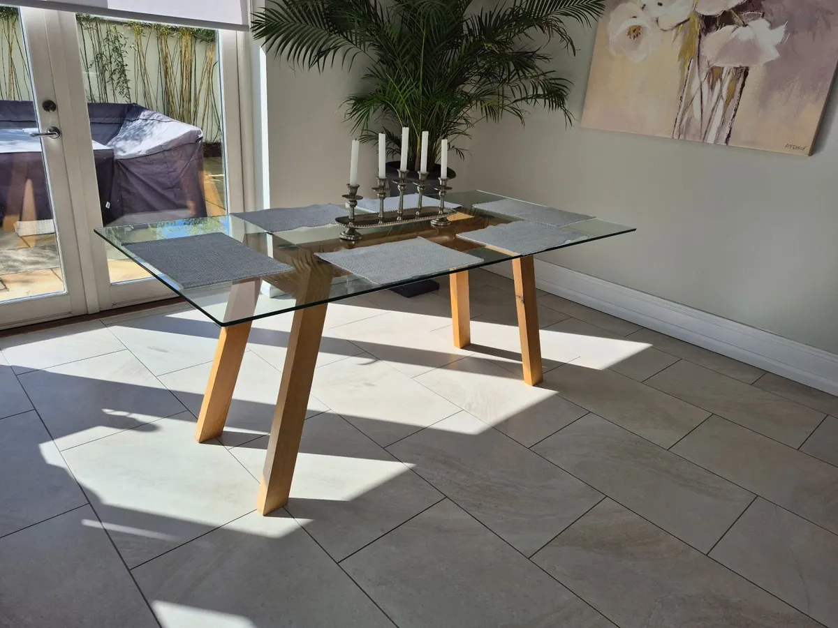 180cm Glass Dining Room Table & Chairs - Image 3