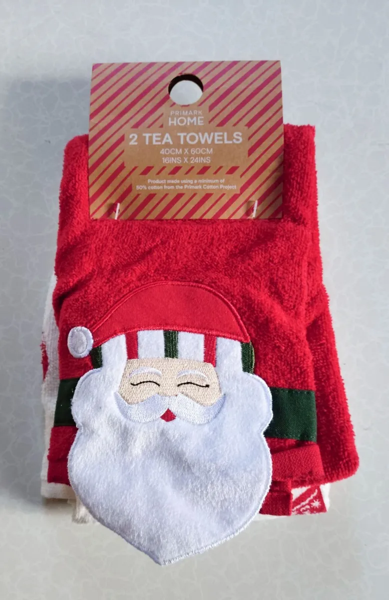 TWO CHRISTMAS, SANTA TEA TOWELS (NEW). - Image 1