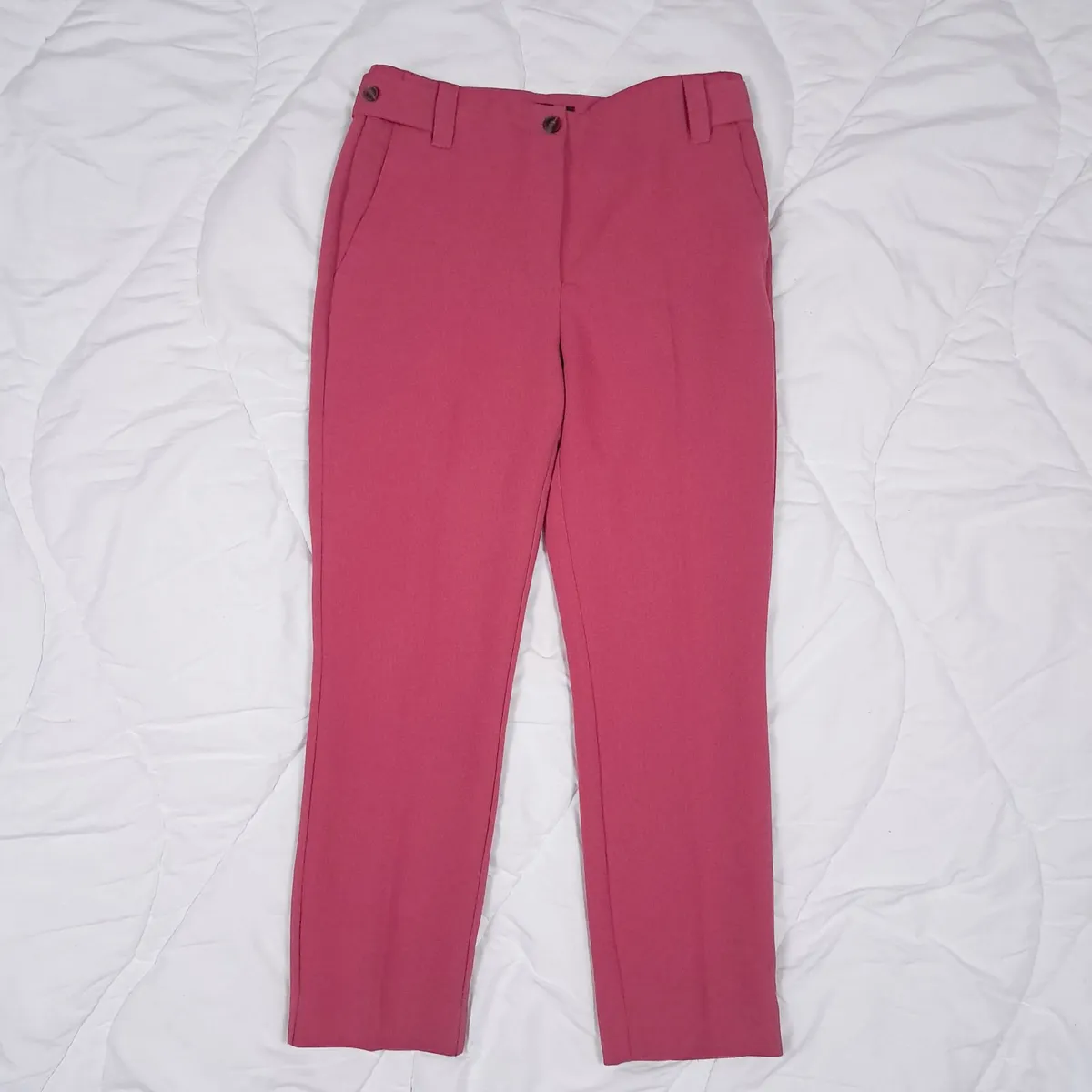Next Pink High-Waist Straight Leg Trousers 12UK - Image 1