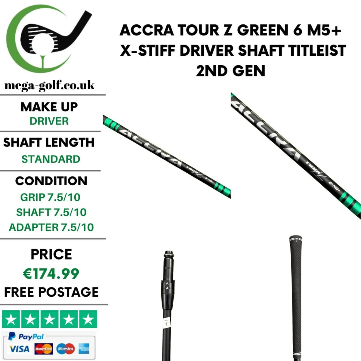 Accra Tour Z Green 6 M5+ X-Stiff Driver Shaft - Image 1