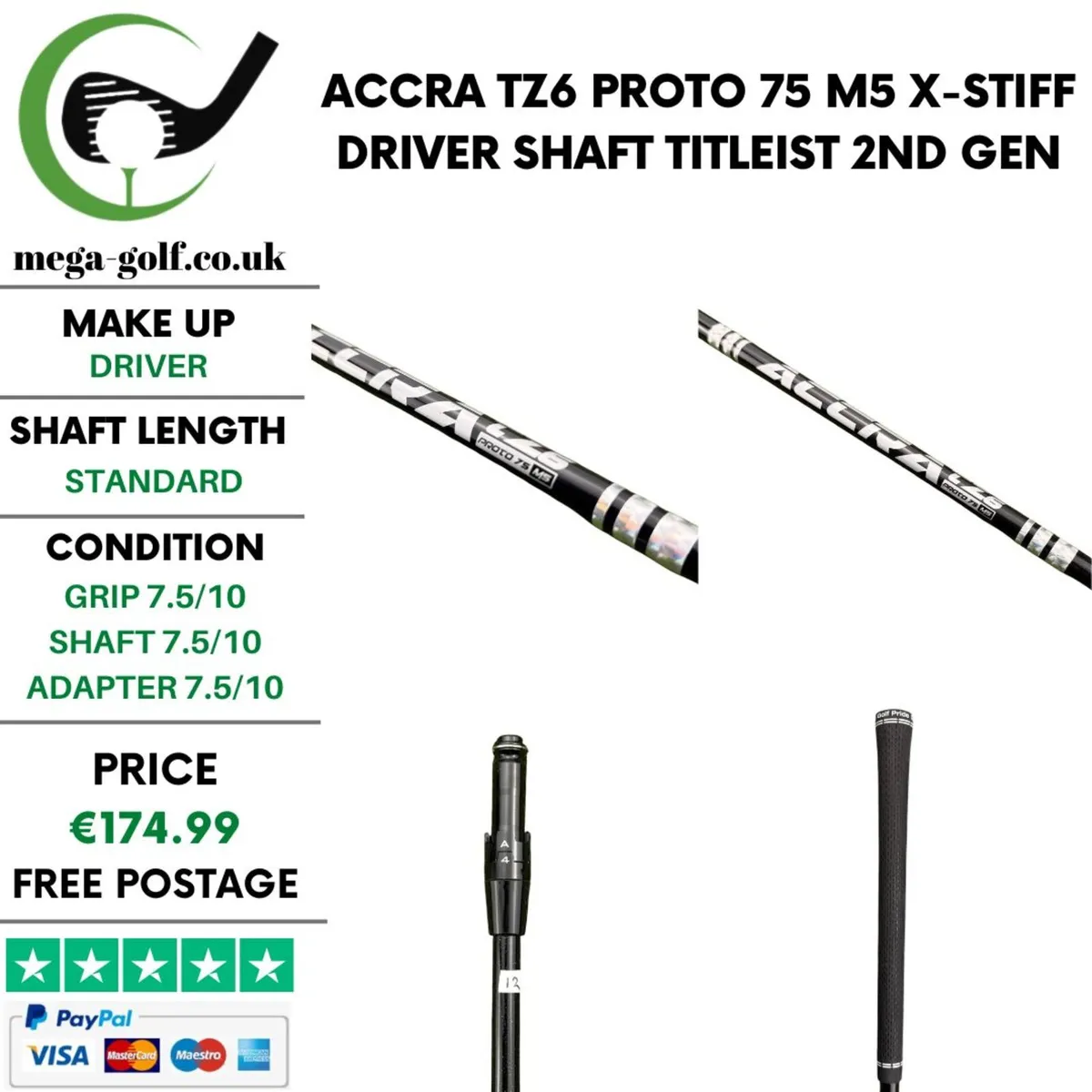 Accra TZ6 Proto 75 M5 X-Stiff Driver Shaft - Image 1