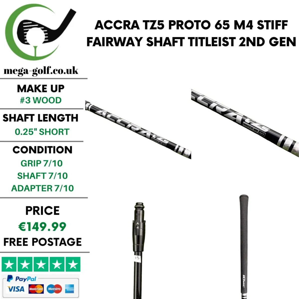 Accra TZ5 Proto 65 M4 Stiff #3 Wood Shaft - Image 1