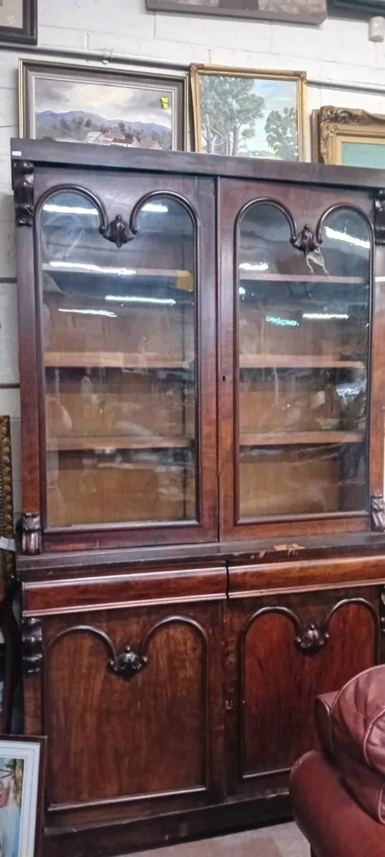 Large Victorian Mahogany Glazed Bookcase - Image 1