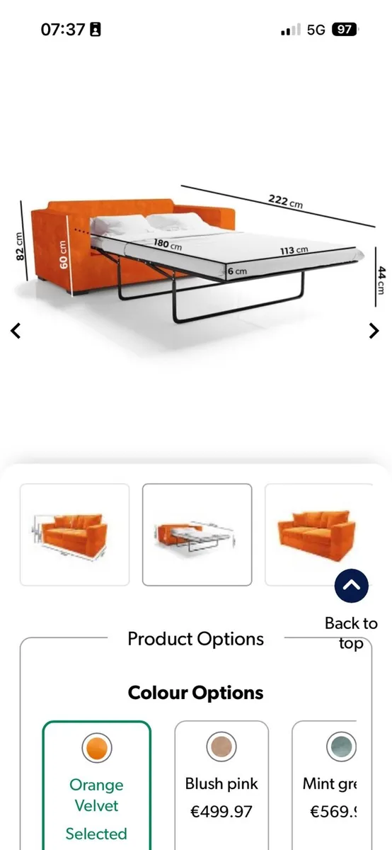 Orange sofa bed - Image 2
