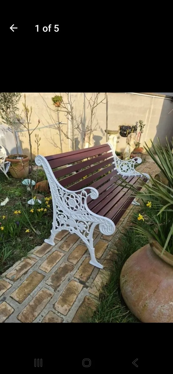 Garden benche s cast iron table bistro set - Image 1