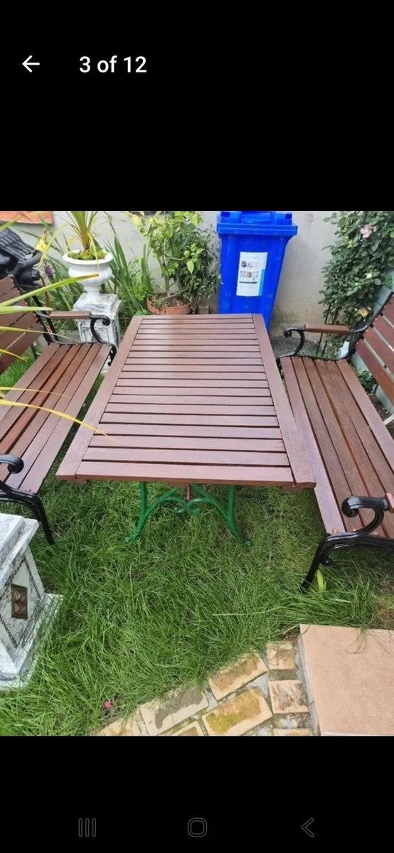 Garden benches, cast iron table, bistro furniture - Image 4