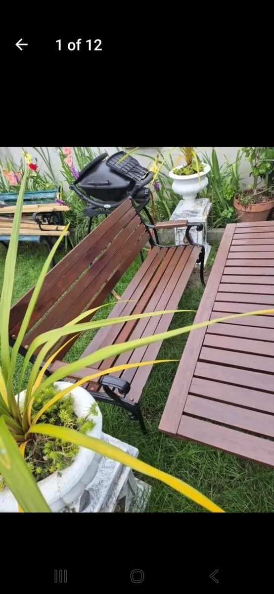 Garden benches, cast iron table, bistro furniture - Image 4