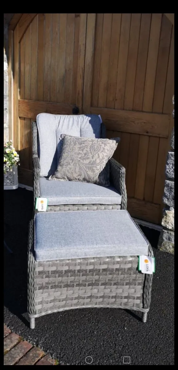 Brand New Dark Grey Rattan Recliner Set - Image 1