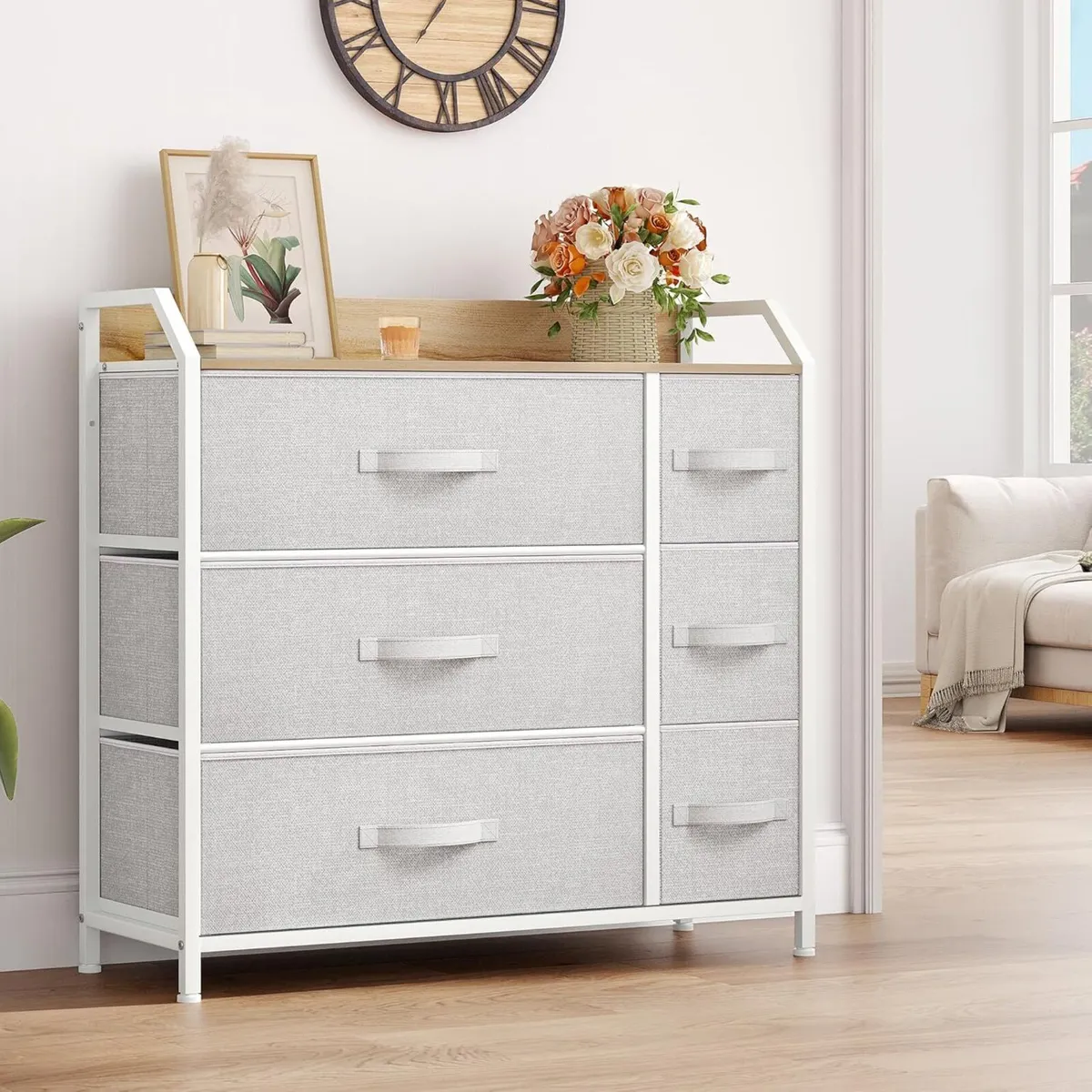 Chest of Drawer with 6 Drawers for Bedroom Fabric - Image 2