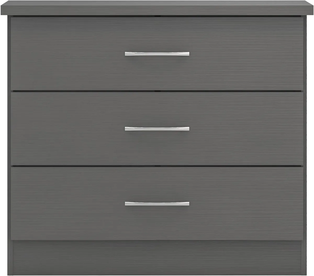 Nevada 3 Drawer Chest in 3D Effect Grey - Image 3