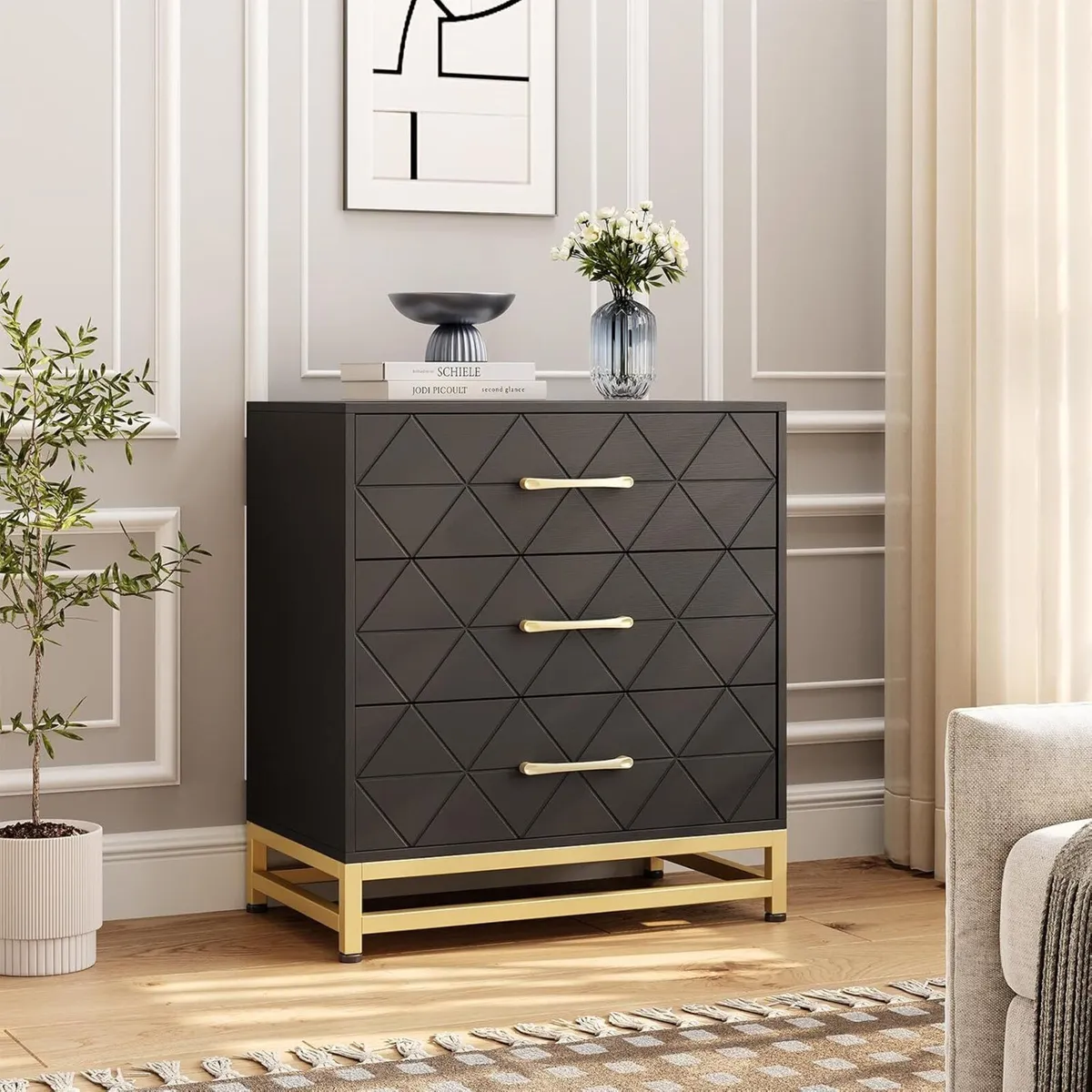 Dresser for Bedroom Wide Chest of Drawers with 3 - Image 1