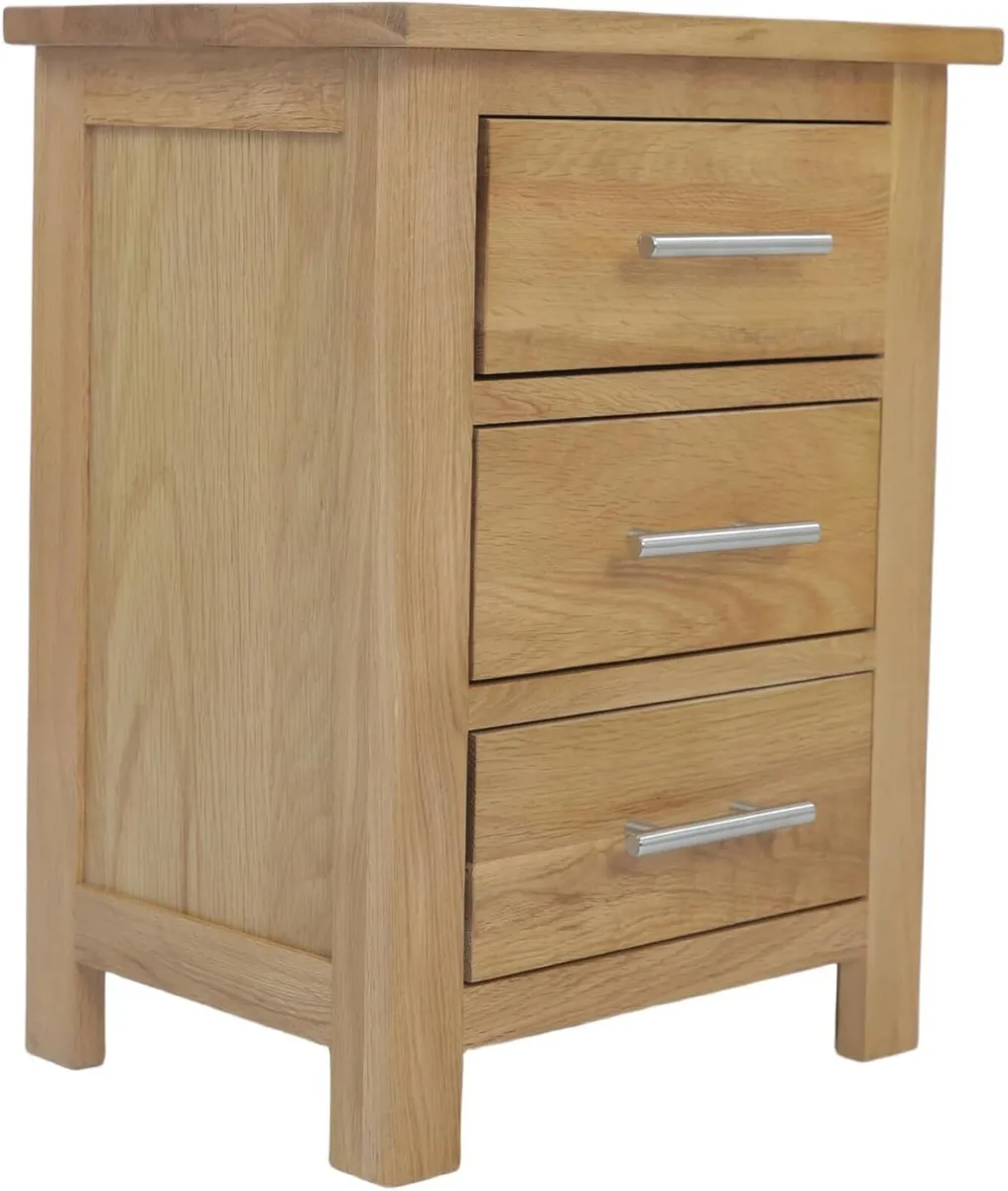 Rectangular Nightstand Cabinet Natural Solid Oak - Image 1