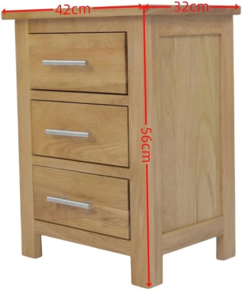 Rectangular Nightstand Cabinet Natural Solid Oak - Image 3