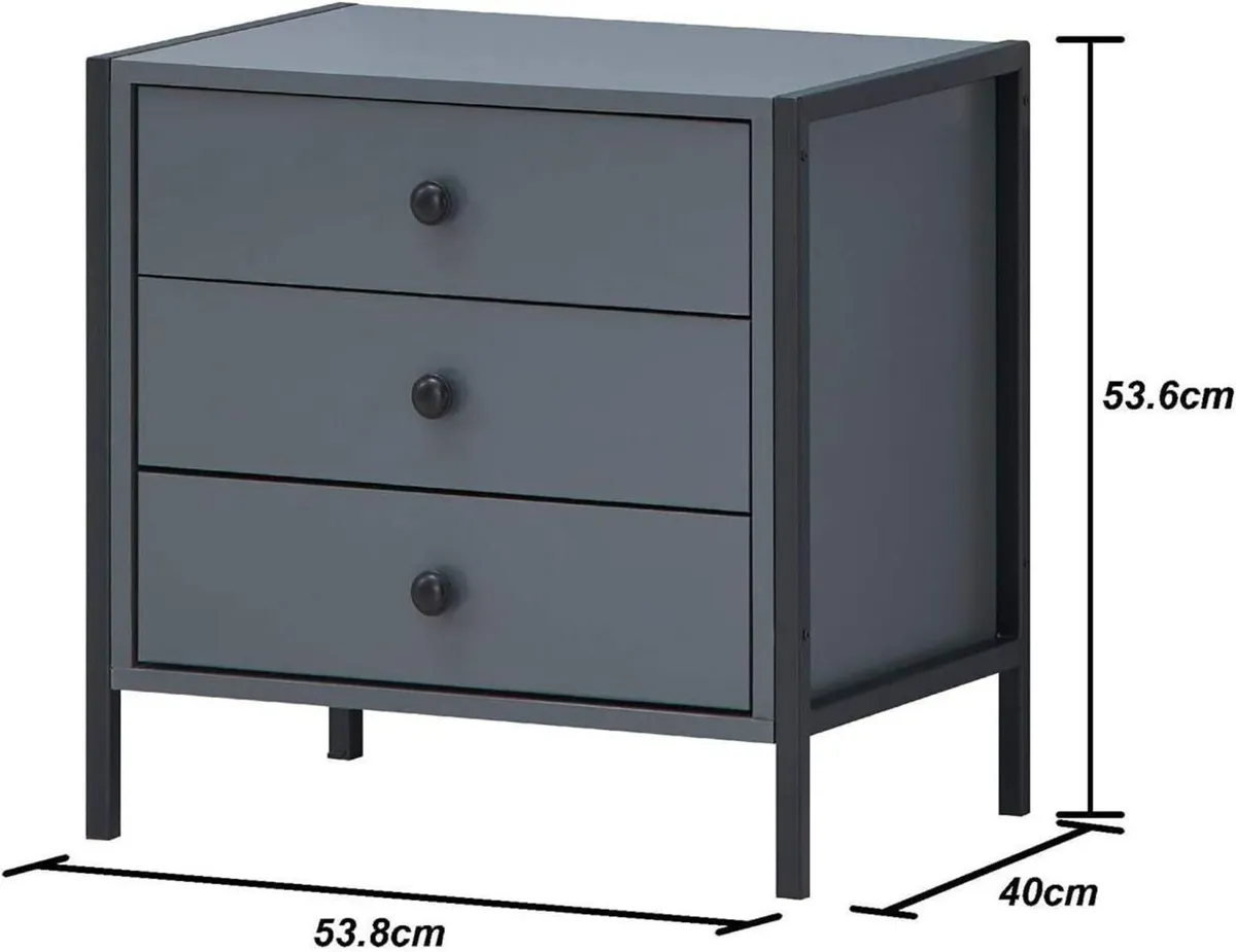 Timber Art Design Zahra Bedside Table with 3 - Image 2