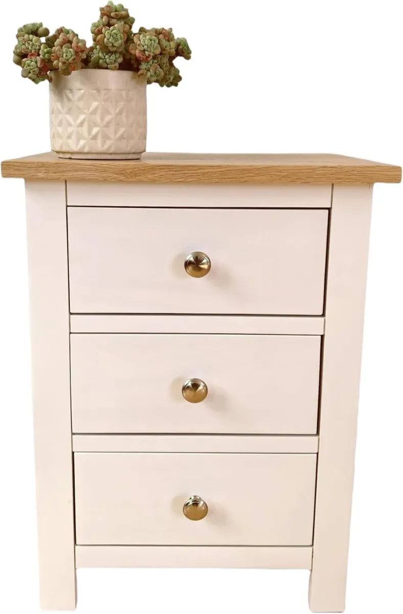 Storage 3 Drawers Nightstands White Oak Wood - Image 3