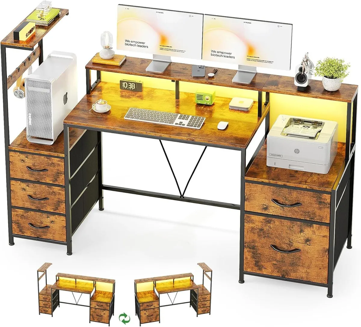 160cm Computer Desk with Printer Stand and - Image 1