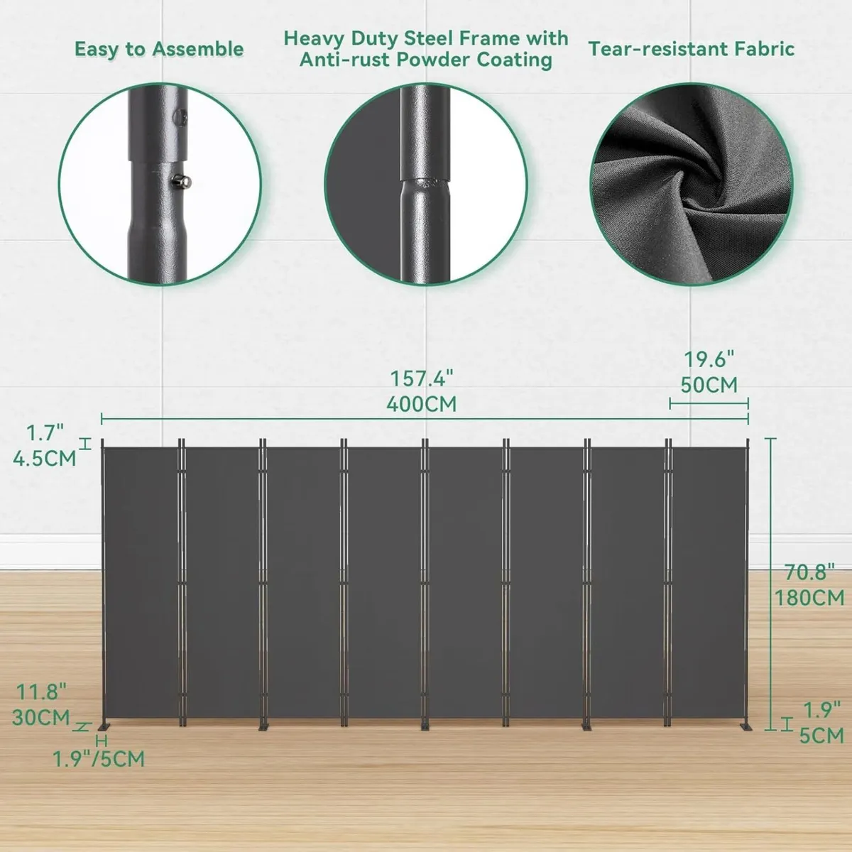 8-Panel 6 ft Tall Indoor Folding Room Divider - Image 2