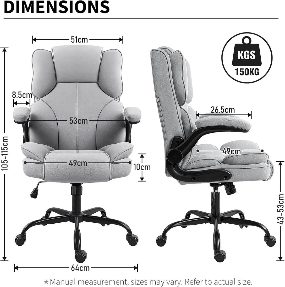 Office Chair Desk with 90degrees Flip up Armrest - Image 3