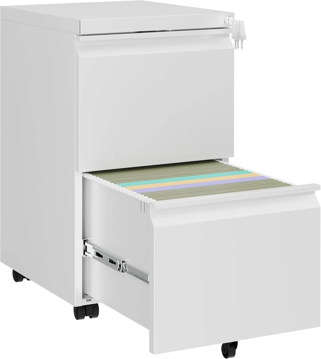 Mobile Filing Cabinet Lockable 2 Drawers with - Image 1