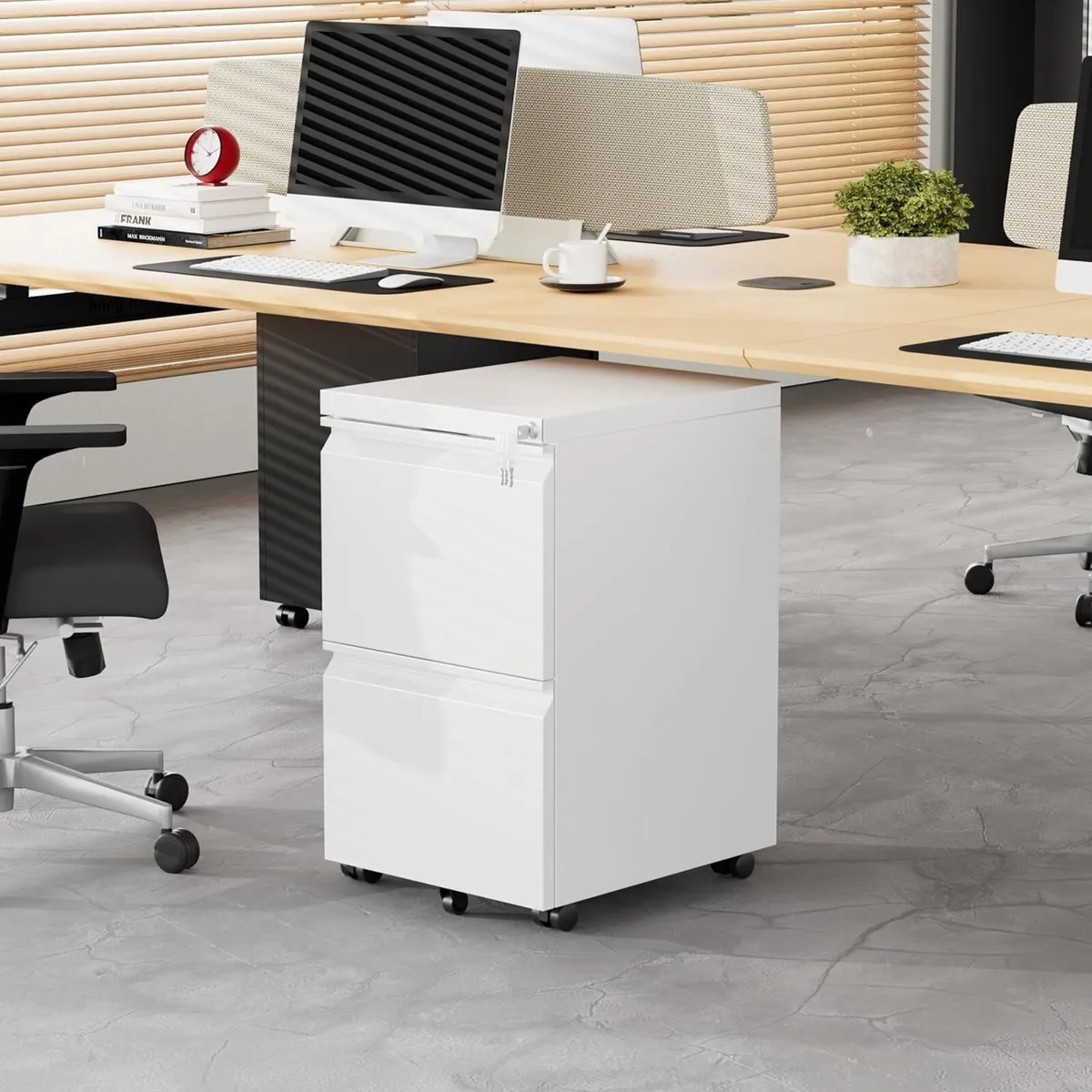 Mobile Filing Cabinet Lockable 2 Drawers with - Image 2