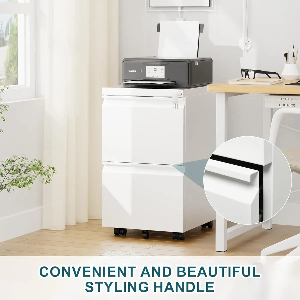 Mobile Filing Cabinet Lockable 2 Drawers with - Image 4