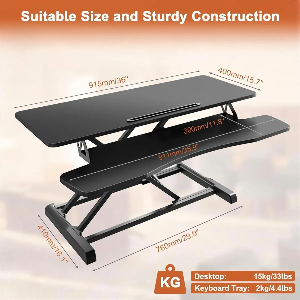 36 inch Standing Desk Converter Height Adjustable - Image 3
