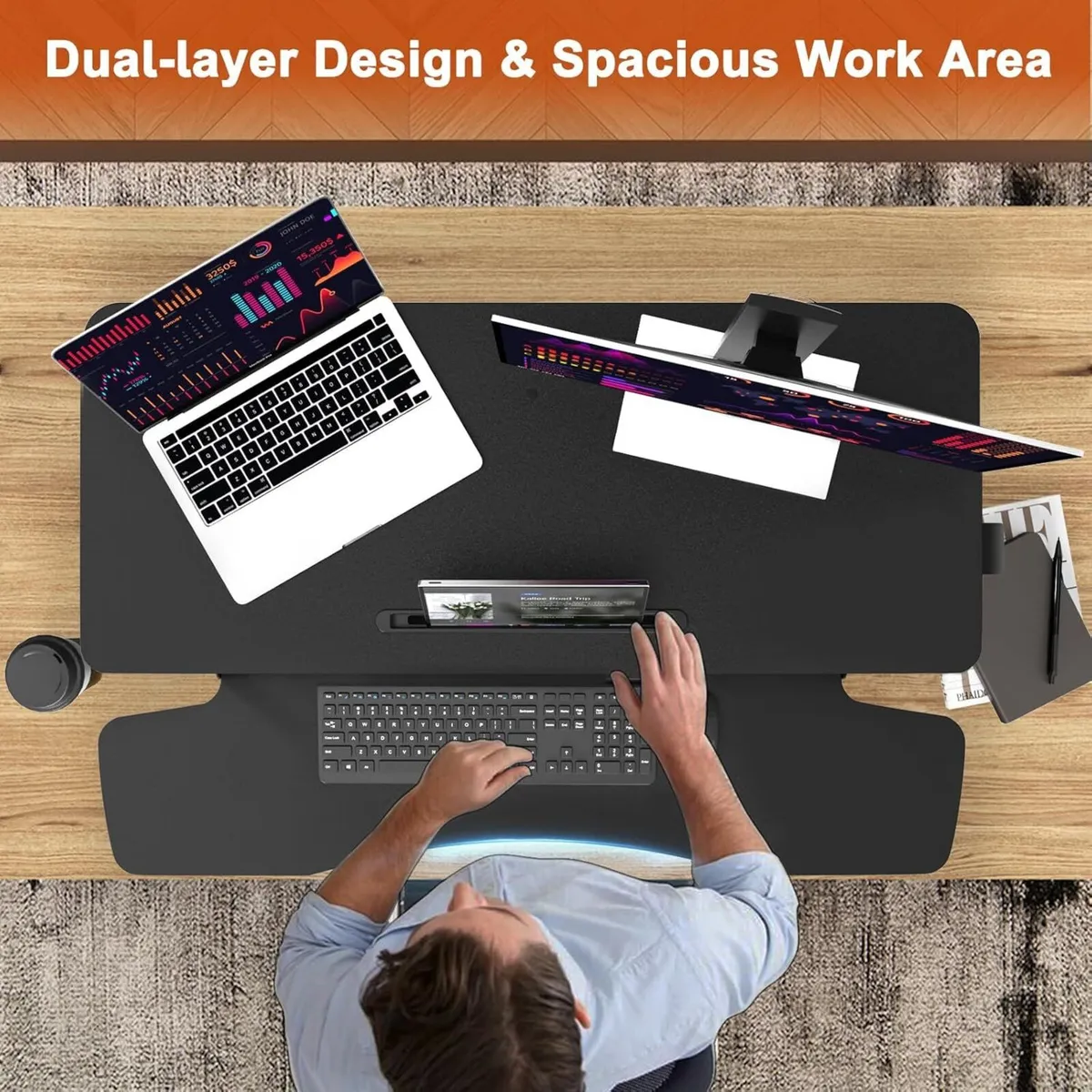 36 inch Standing Desk Converter Height Adjustable - Image 4