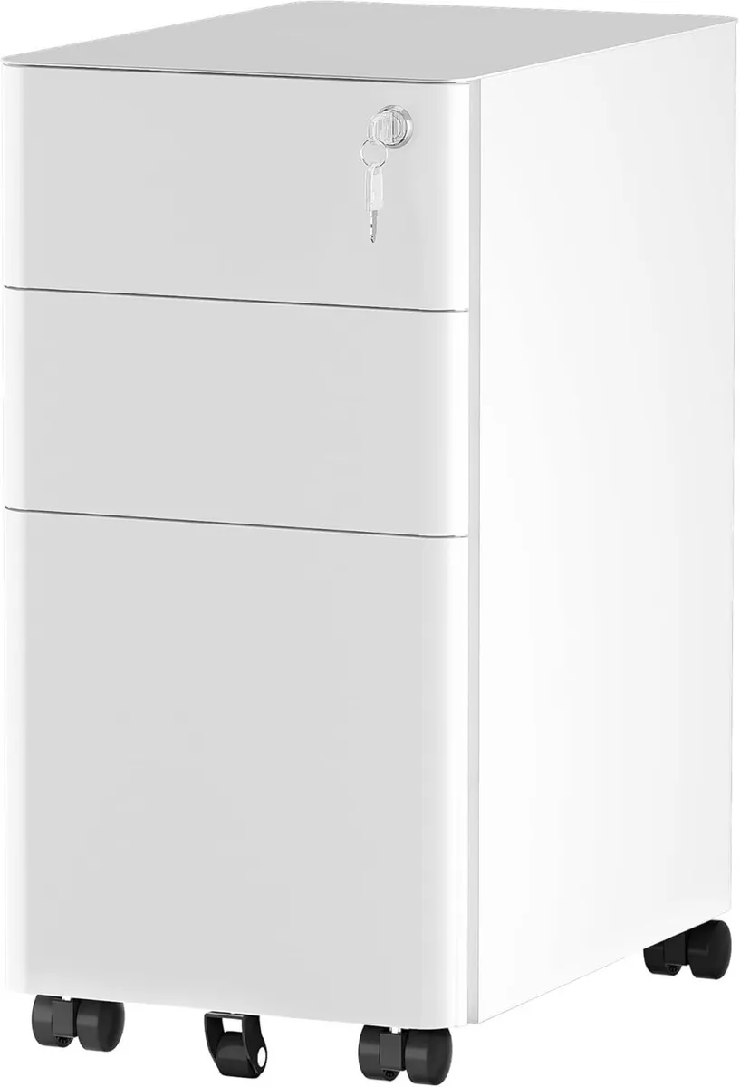 3-Drawer Metal Filing Cabinet Office Drawers with - Image 1