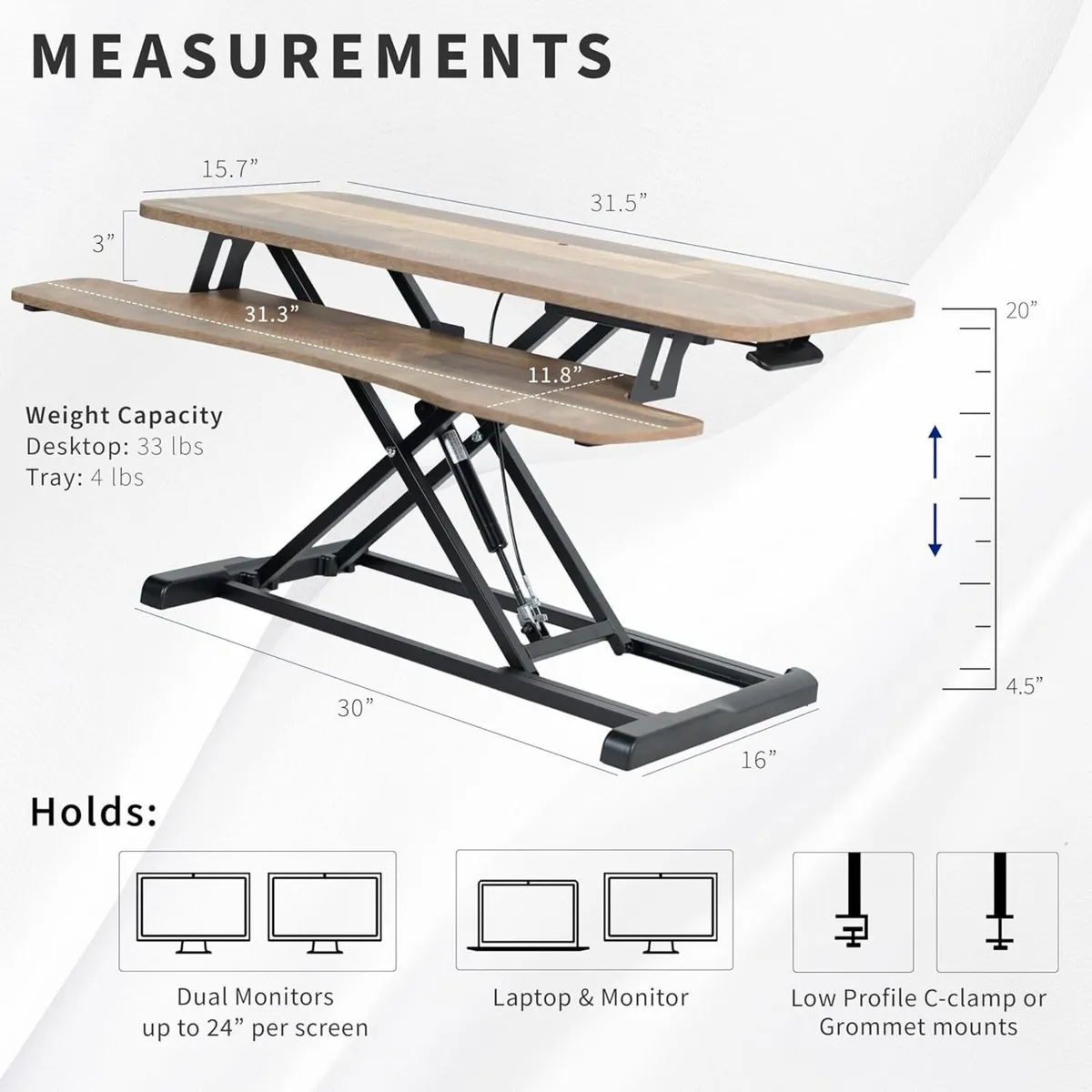 81cm Desk Converter K Series Height Adjustable - Image 3