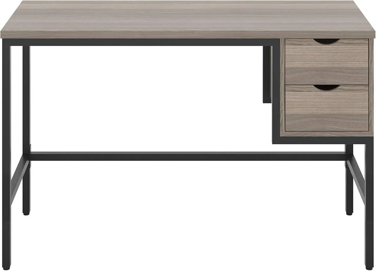 Industrial Grey Oak Desk with 2 Drawers SoHo - Image 1