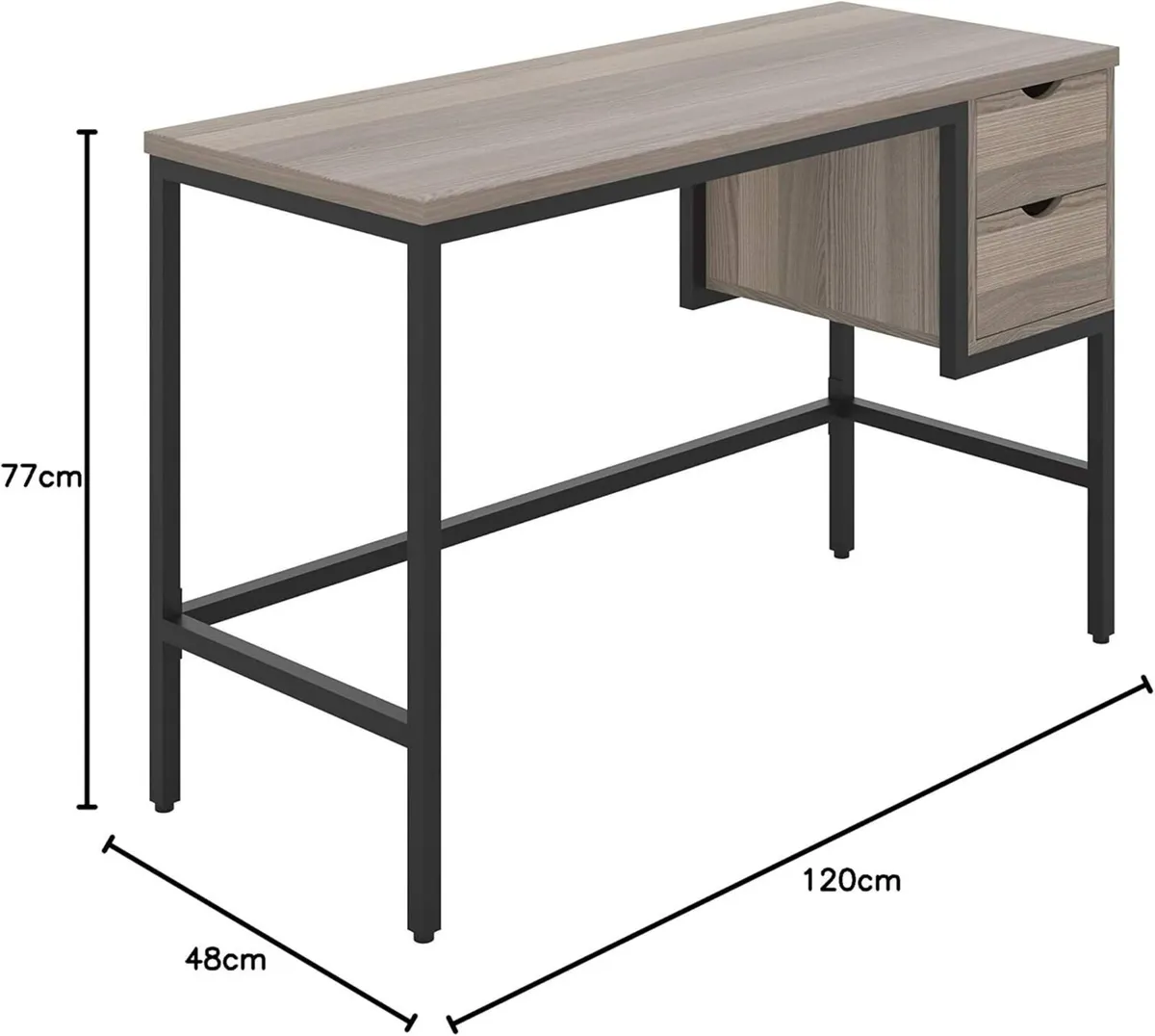 Industrial Grey Oak Desk with 2 Drawers SoHo - Image 2