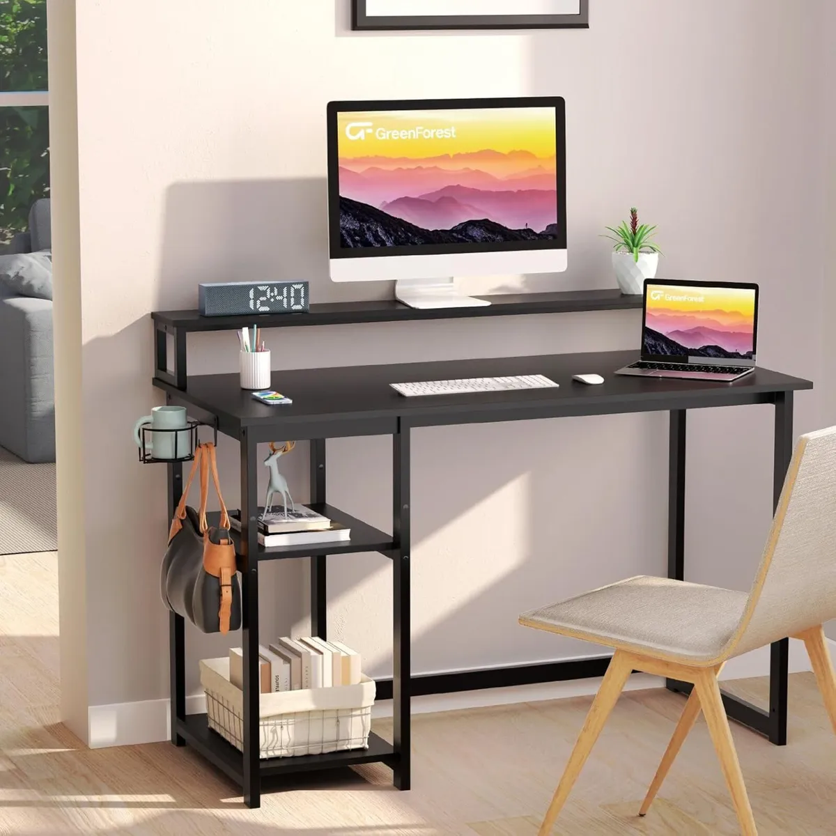 Computer Desk with Full Monitor Stand 100 cm Home - Image 2