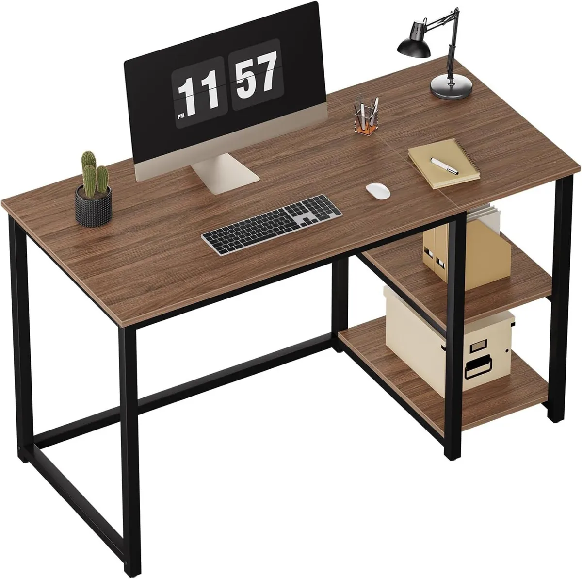 Computer Desk 120cm with 2-Tier Shelves Sturdy - Image 1