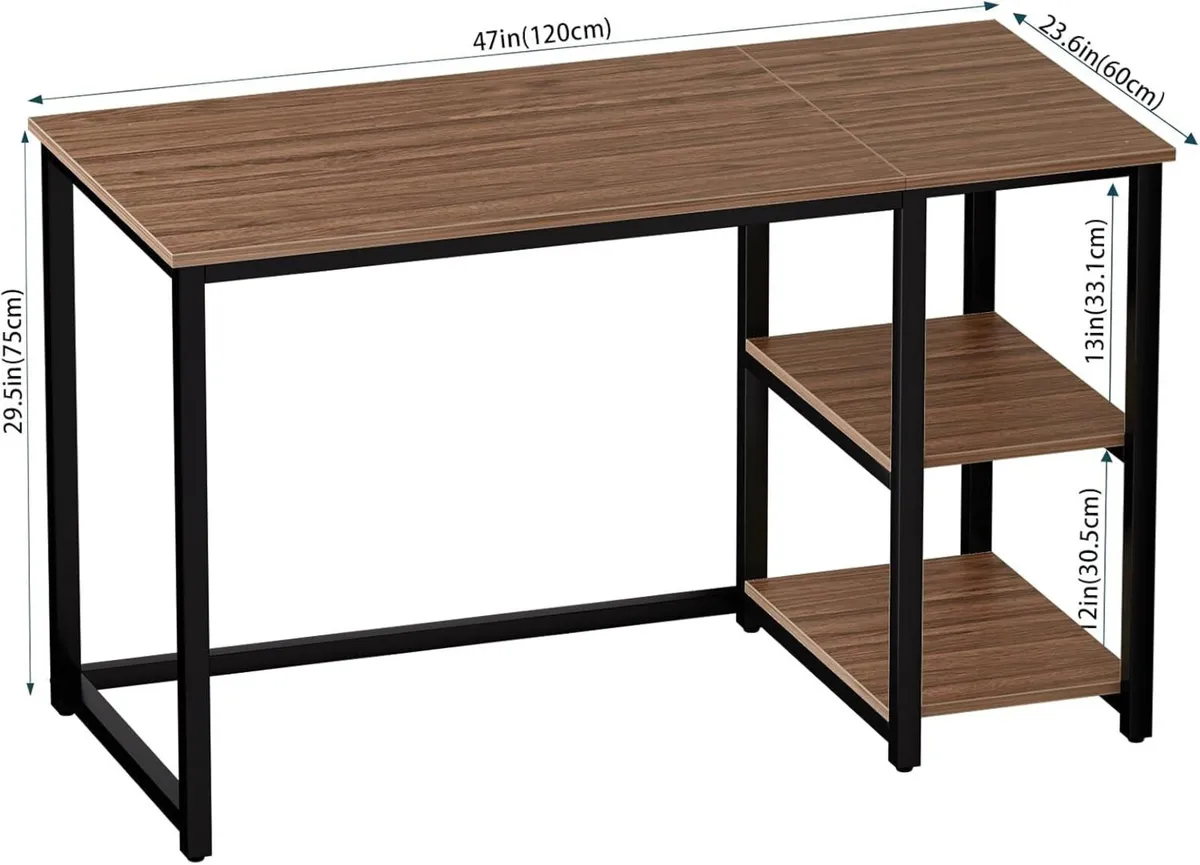 Computer Desk 120cm with 2-Tier Shelves Sturdy - Image 3