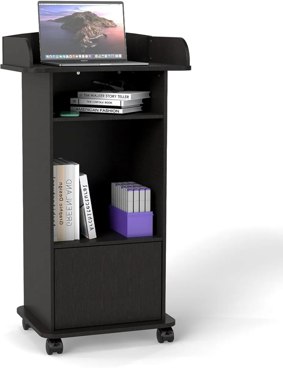 Podium Stand Portable Mobile Wood Pulpit Hostess - Image 1
