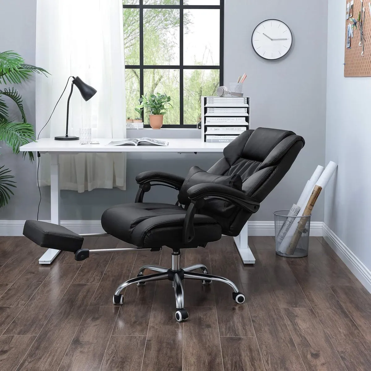 Office Computer Desk Chair with Footrest，height - Image 2