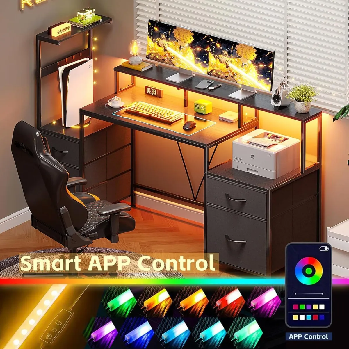 160cm Computer Desk with Printer Stand and - Image 4