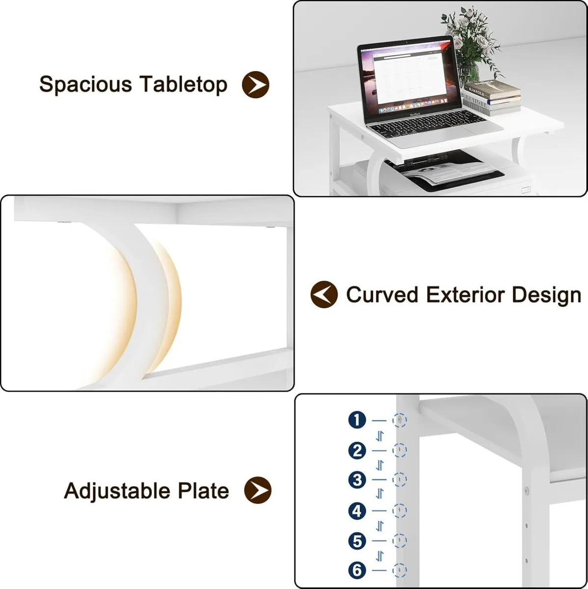 3-Tier Movable Printer Stand Table with Storage - Image 4