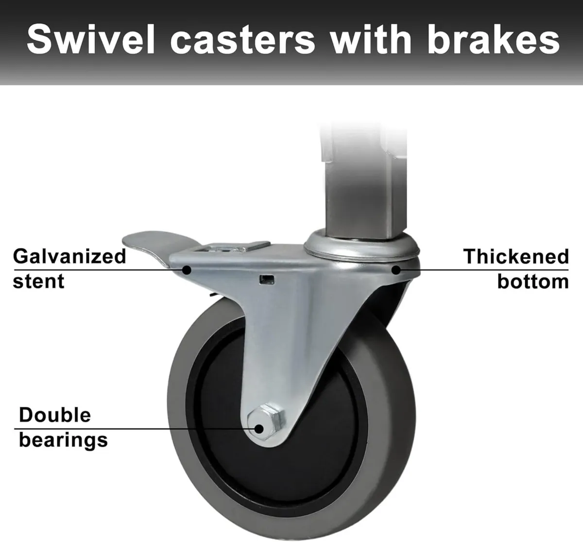 Large 3 Tier Stainless Steel Utility Cart - Image 3