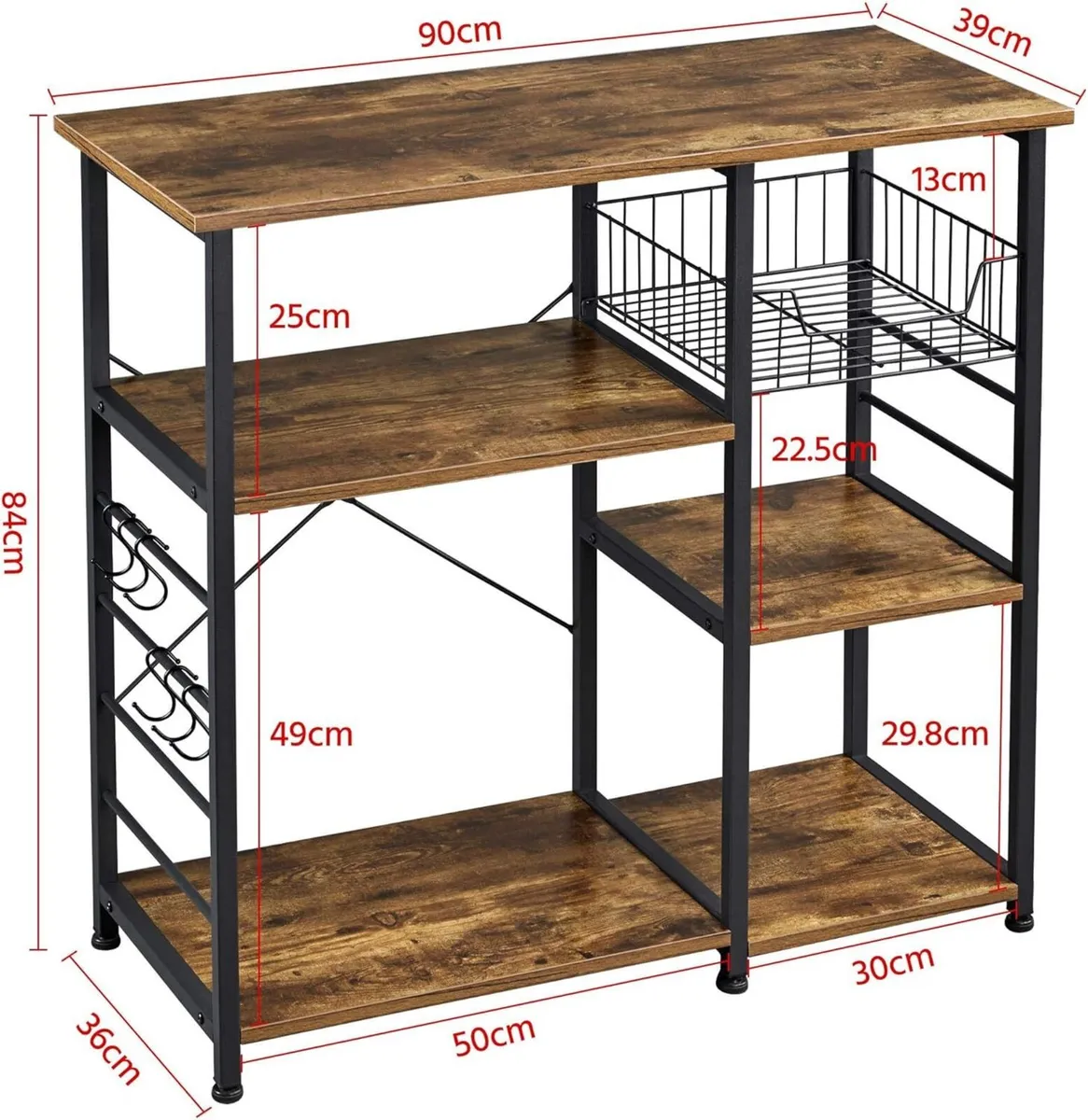 Baker's Rack Industrial Kitchen Island Microwave - Image 3