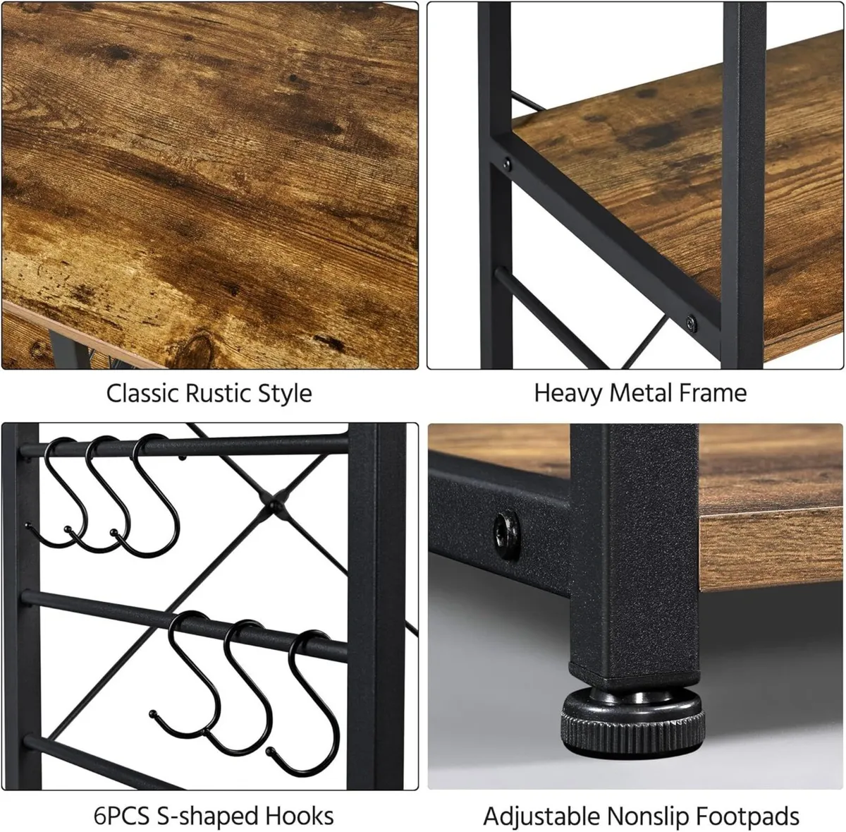 Baker's Rack Industrial Kitchen Island Microwave - Image 4