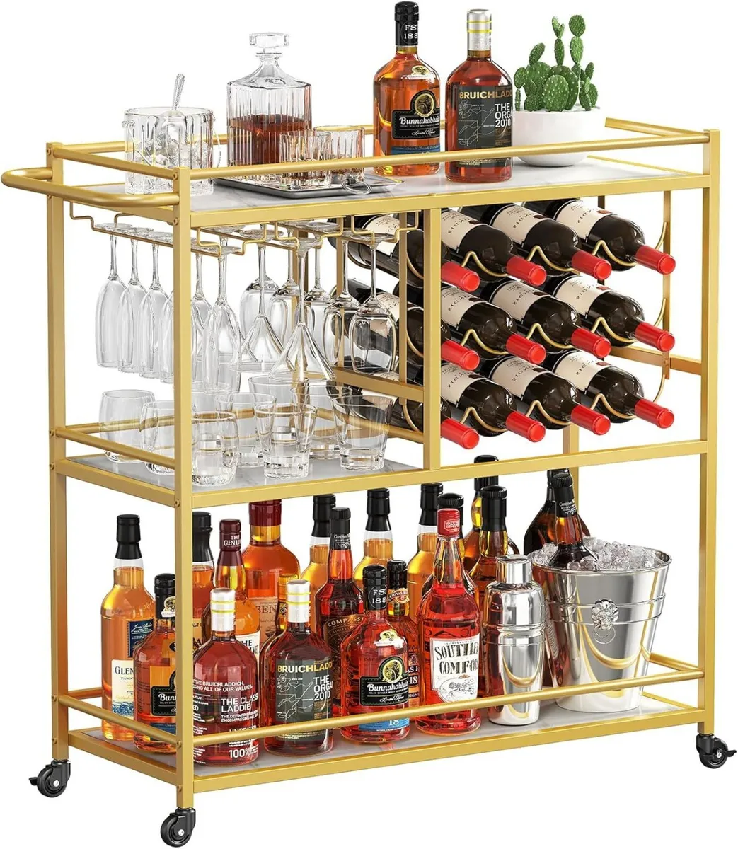 Drink Trolley Bar Cart with Lockable Wheels 12 - Image 1