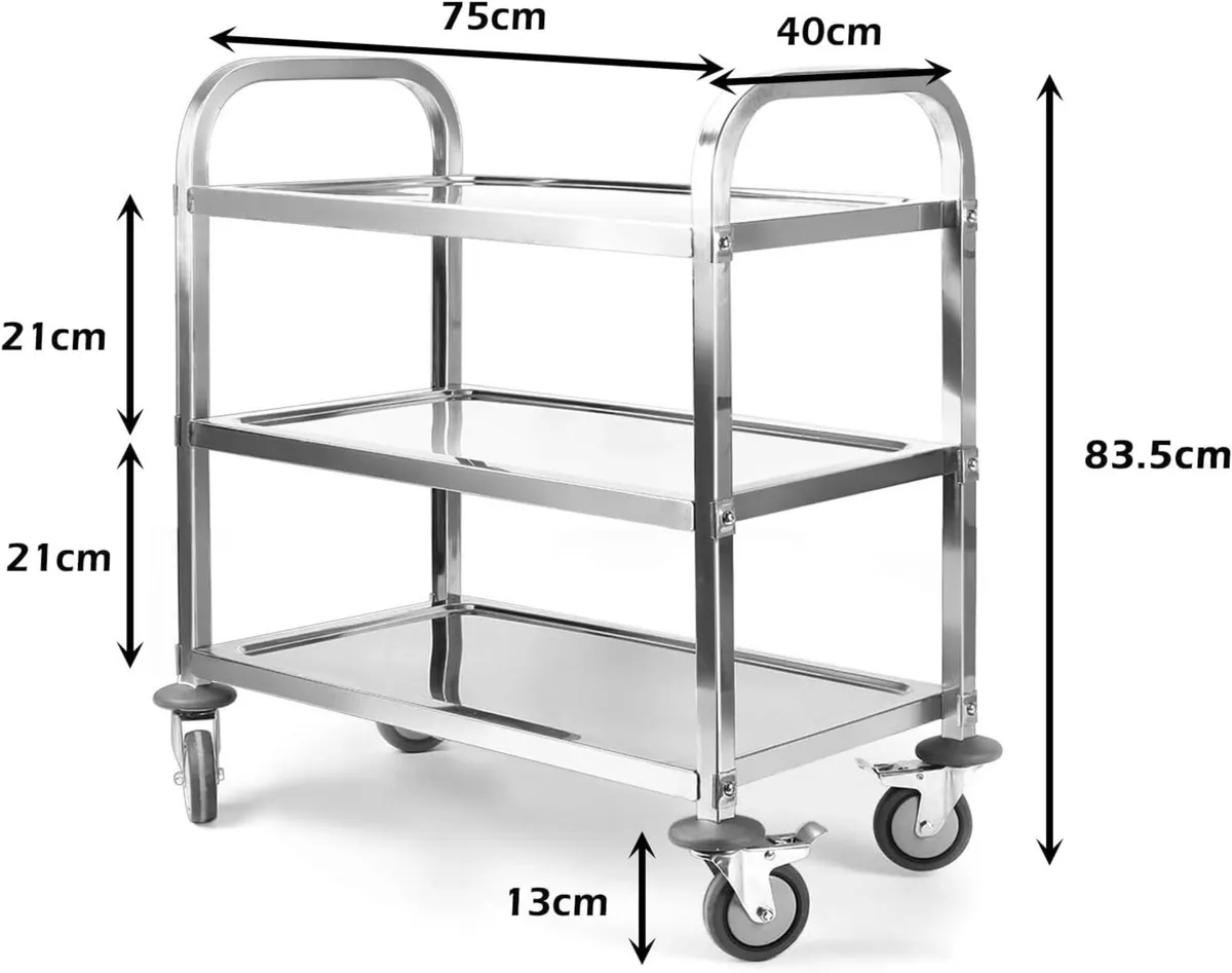 Kitchen Trolley on Wheels 3 Tier Stainless Steel - Image 3