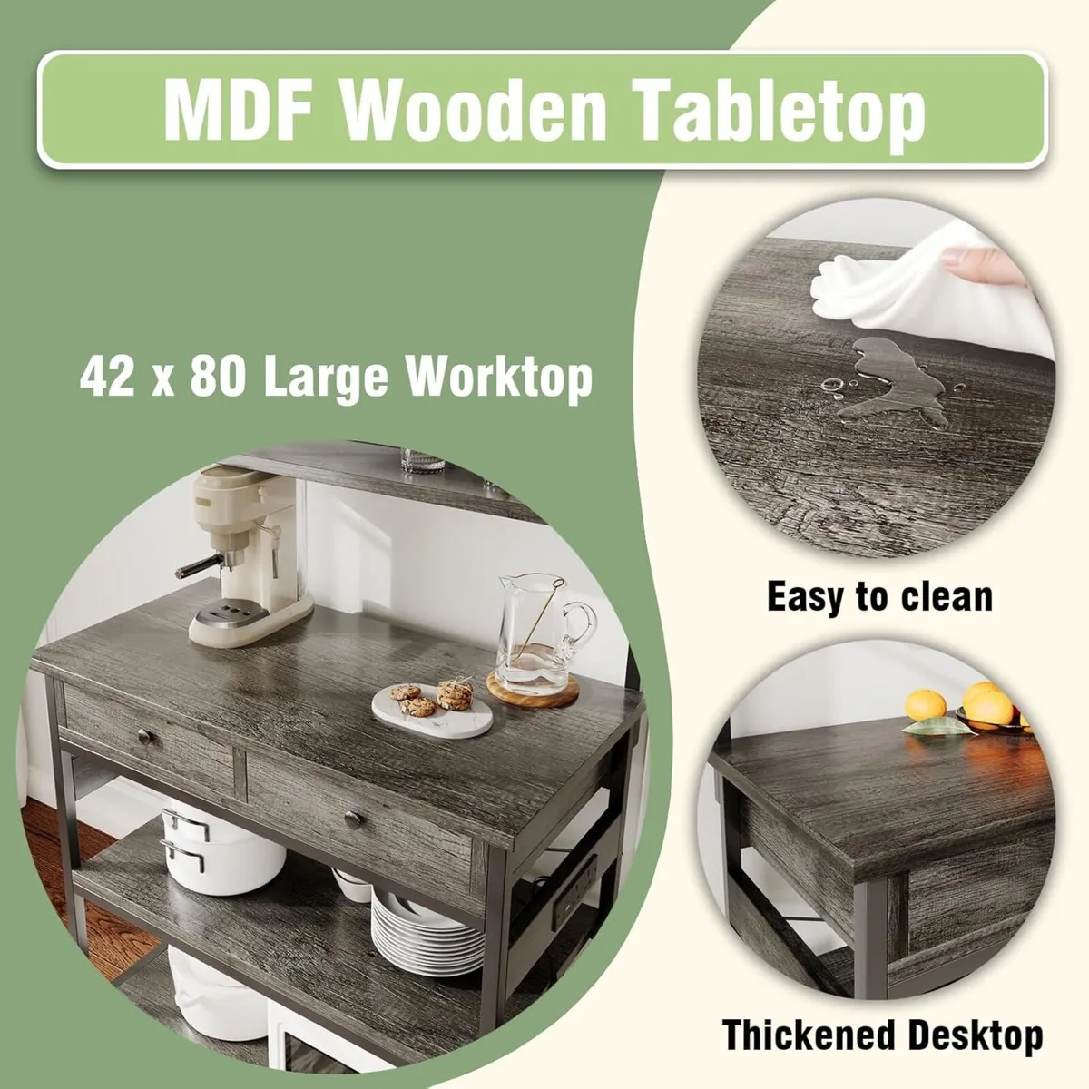 Kitchen Baker's Rack Storage Shelves with 2 - Image 3