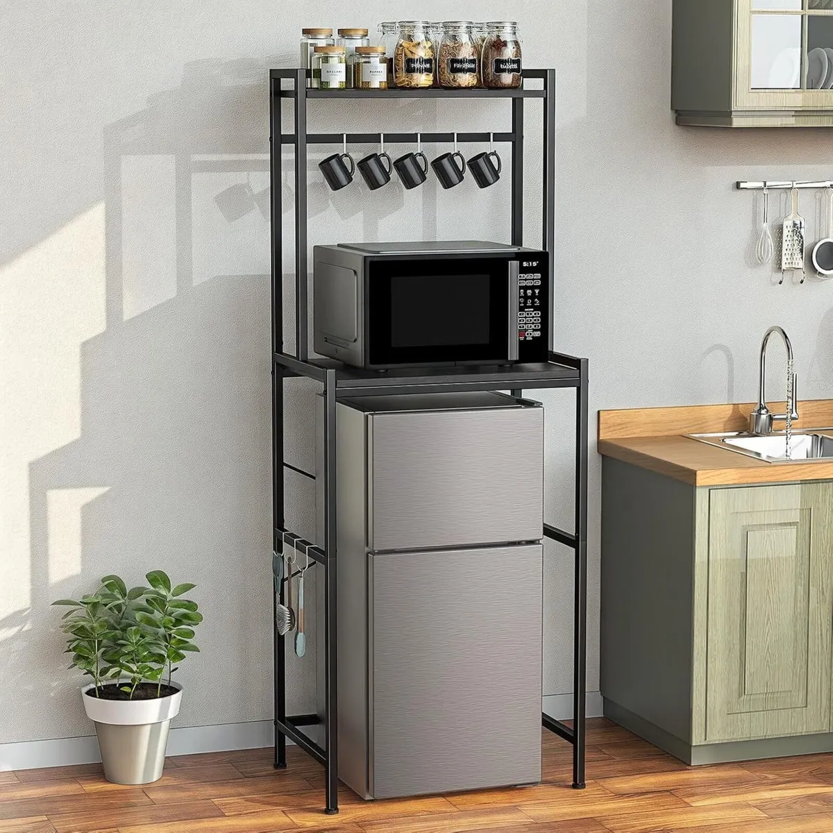 Mini Fridge Stand with Storage 2-Tier Kitchen - Image 1