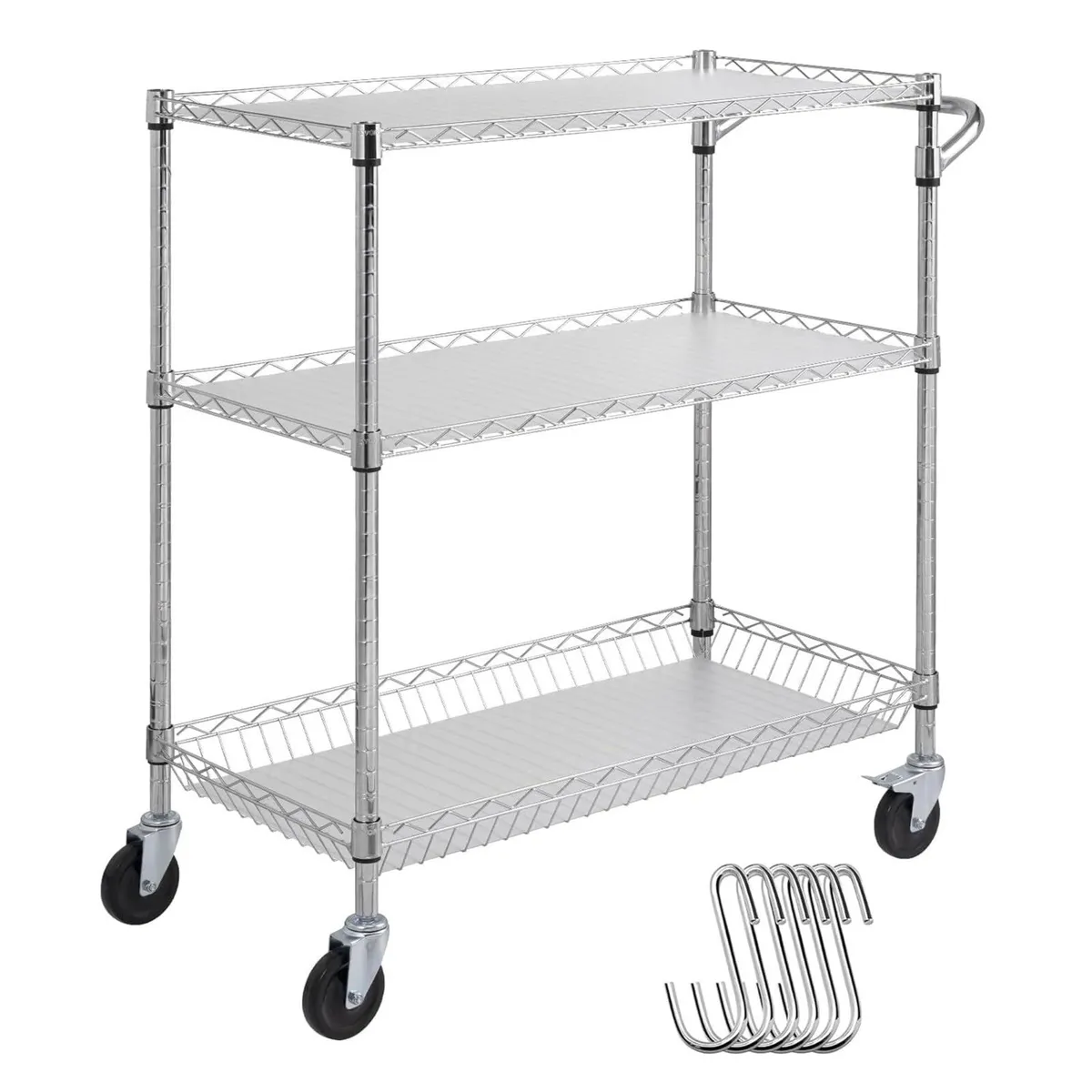 Kitchen Utility Cart 3 Tiers Wire Rolling with - Image 1