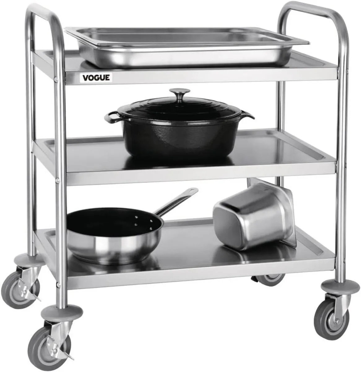 Stainless Steel 3 Tier Clearing Trolley Small - - Image 3