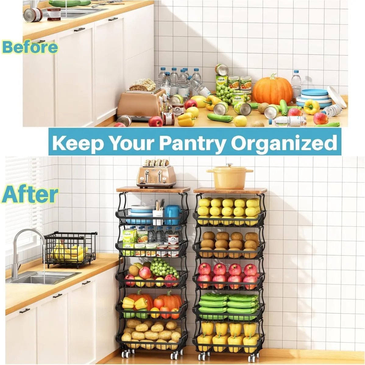 6 Tier Pantry Organisers and Storage Vegetable - Image 4
