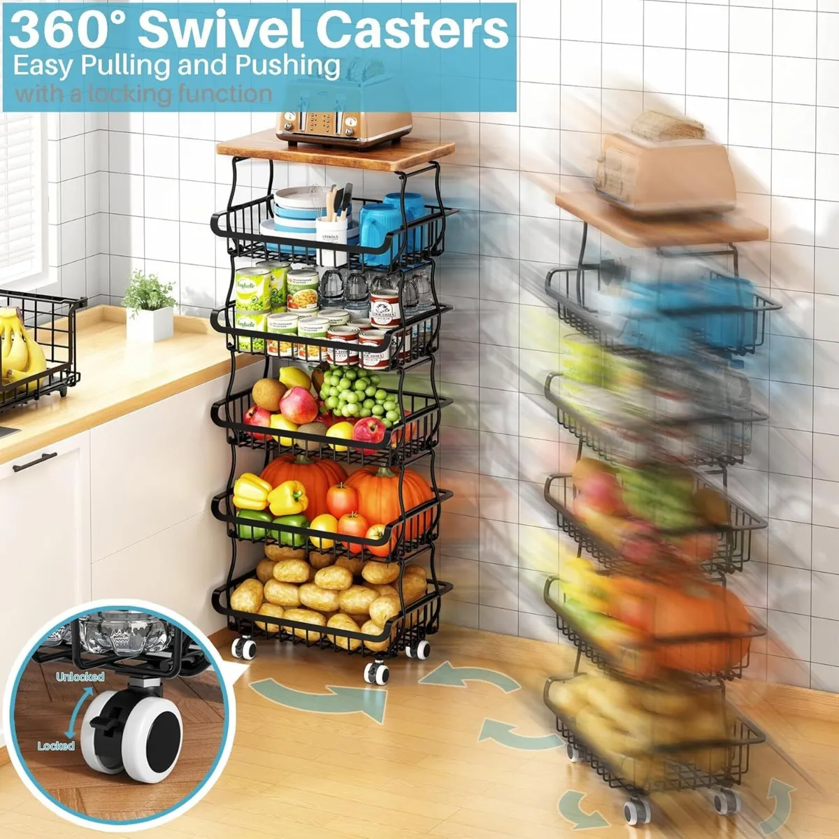 6 Tier Pantry Organisers and Storage Vegetable - Image 3