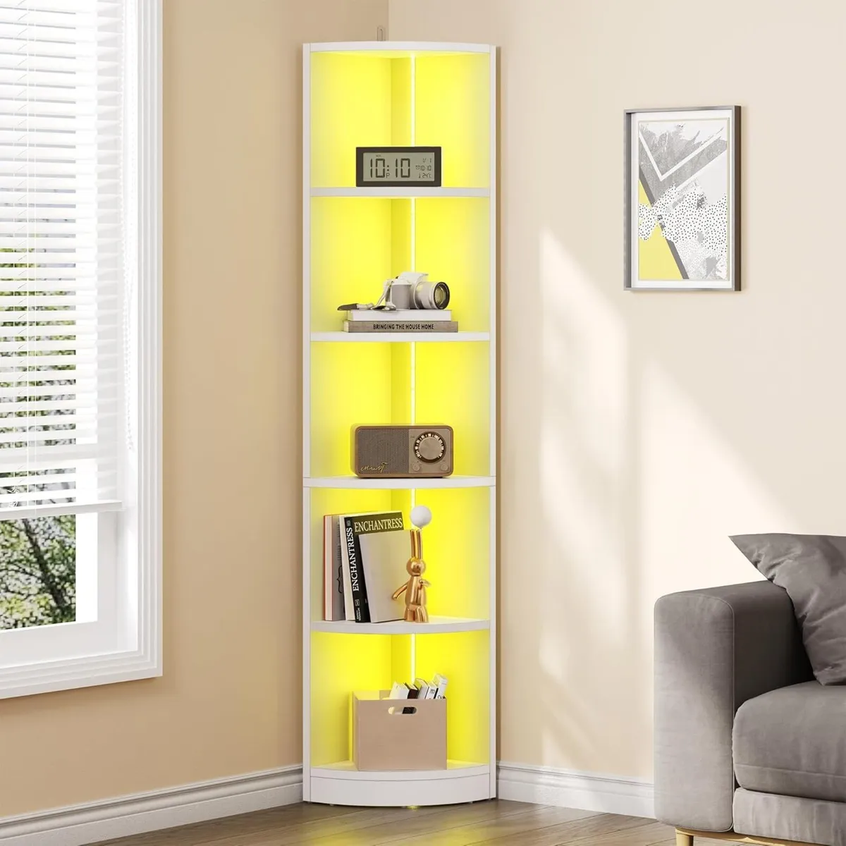 5 Tiers BookShelf Corner with LED Lighting - Image 1